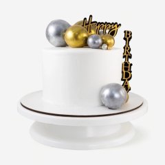 Топпер декоративный акриловый "Happy Birthday" Чёрно-золотой 9,5х15 см 551037