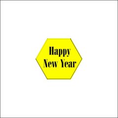 Набор топперов декоративных акриловых "Happy New Year. Шестигранник" Золото 4х3,5 см 5 шт ТСК237